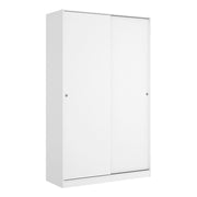 Guardaroba Alyson, Mobile appendiabiti per camera da letto, Armadio a 2 ante scorrevoli, 120x50h204 cm, Bianco