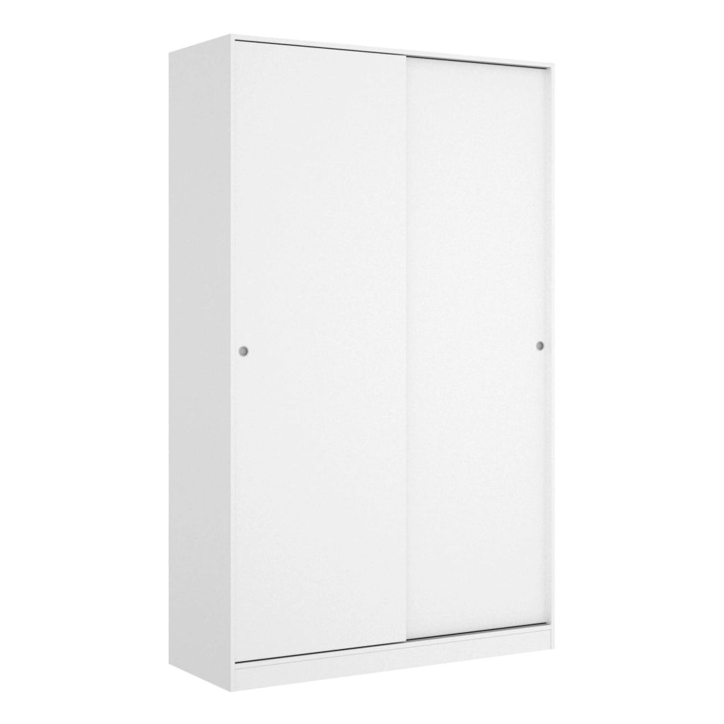 Guardaroba Alyson, Mobile appendiabiti per camera da letto, Armadio a 2 ante scorrevoli, 120x50h204 cm, Bianco