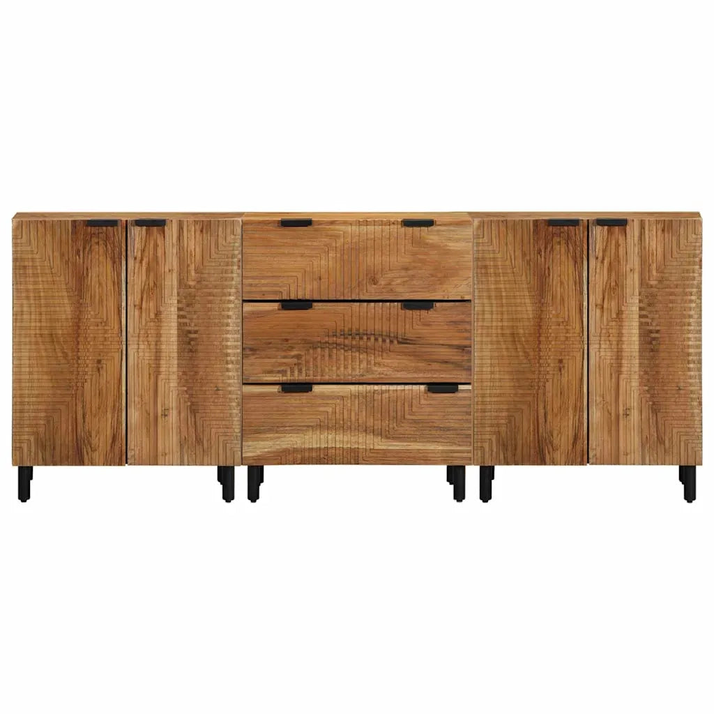 Credenza 3 pcs Marrone 60 x 33 x 75 cm Legno massello di acacia 3310011