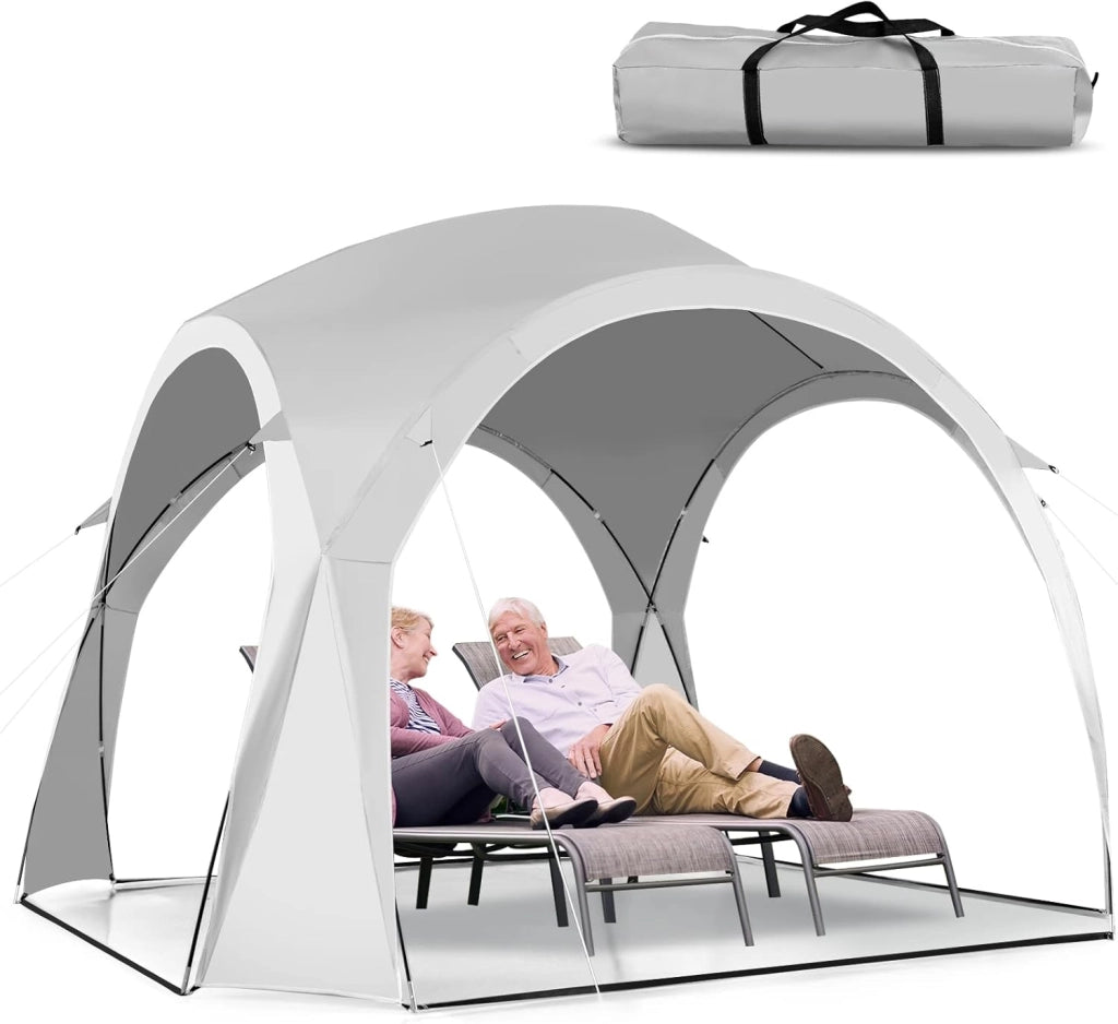 Tenda parasole pieghevole,327 x 327 x 270 cm,con protezione UPF 50+,tenda da spiaggia con borsa per il trasporto,parasole per 5-6 persone,portatile,tenda da spiaggia per famiglia,bianco
