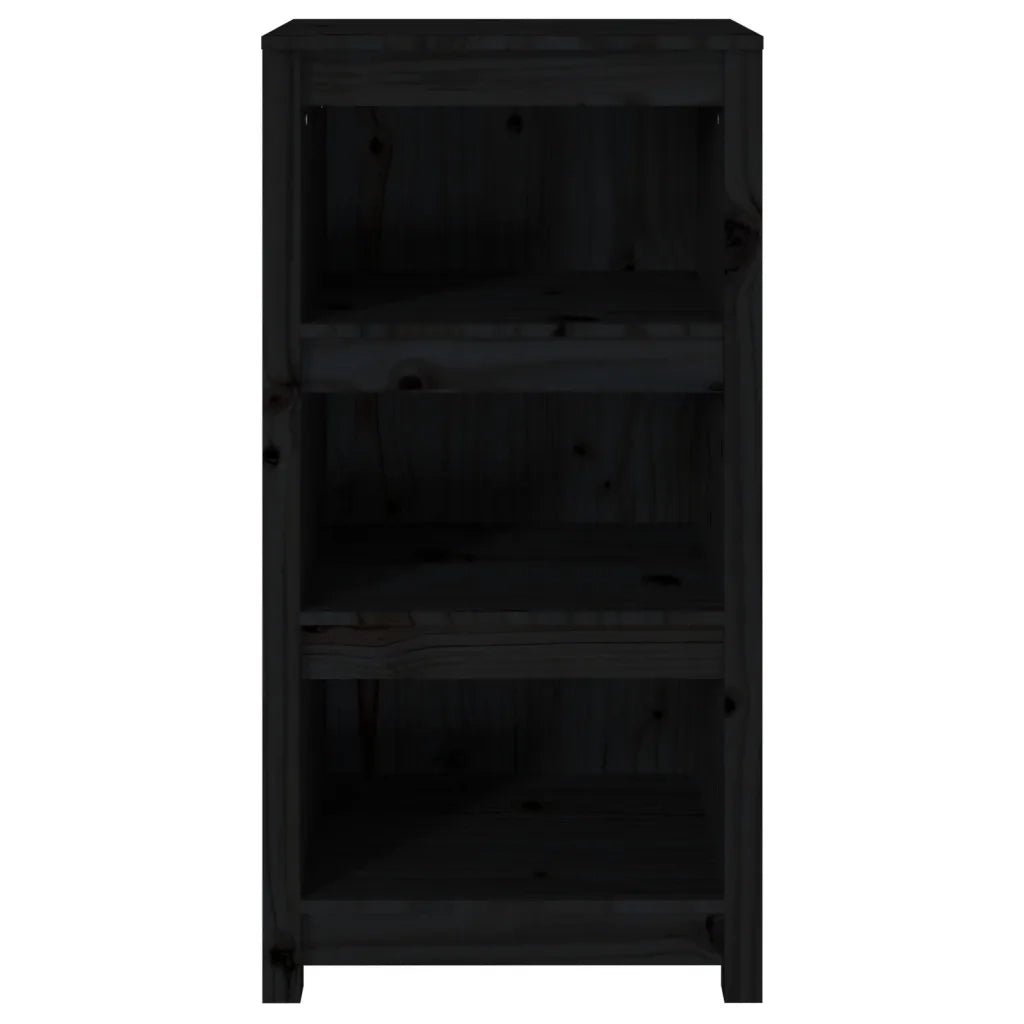 Libreria Nera 50x35x97 cm in Legno Massello di Pino