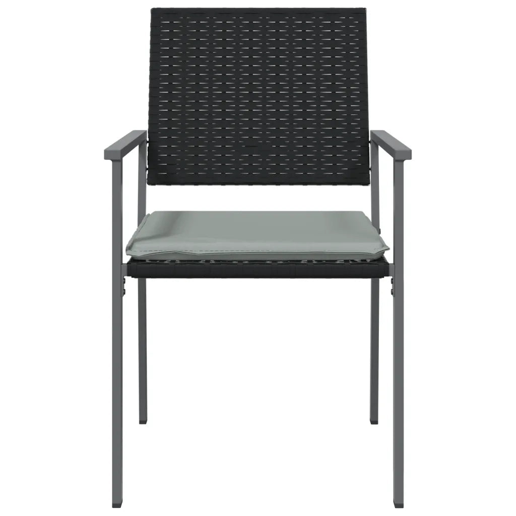Sedie da Giardino con Cuscini 2pz Nere 54x62,5x89 cm Polyrattan 364097