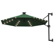 Ombrellone da Giardino-Ombrello da Balcone a Parete con LED 300 cm Verde