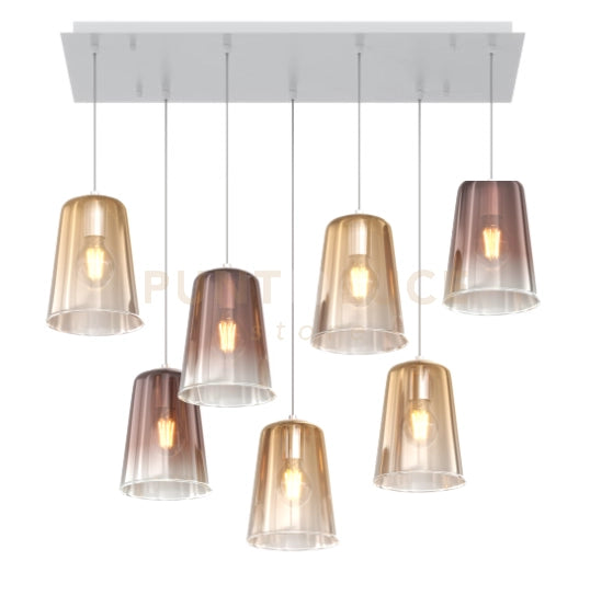 SOSPENSIONE BIANCO RETTANGOLARE 7 LUCI (4 AM + 3 RA) 1164BI-S7 R-AR