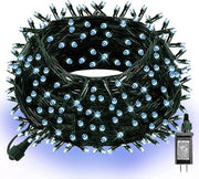 Fili di illuminazione natalizia, impermeabile, cavo verde con 8 impostazioni, decorazione natalizia per interni, giardino e giardino (bianco, 300 led)