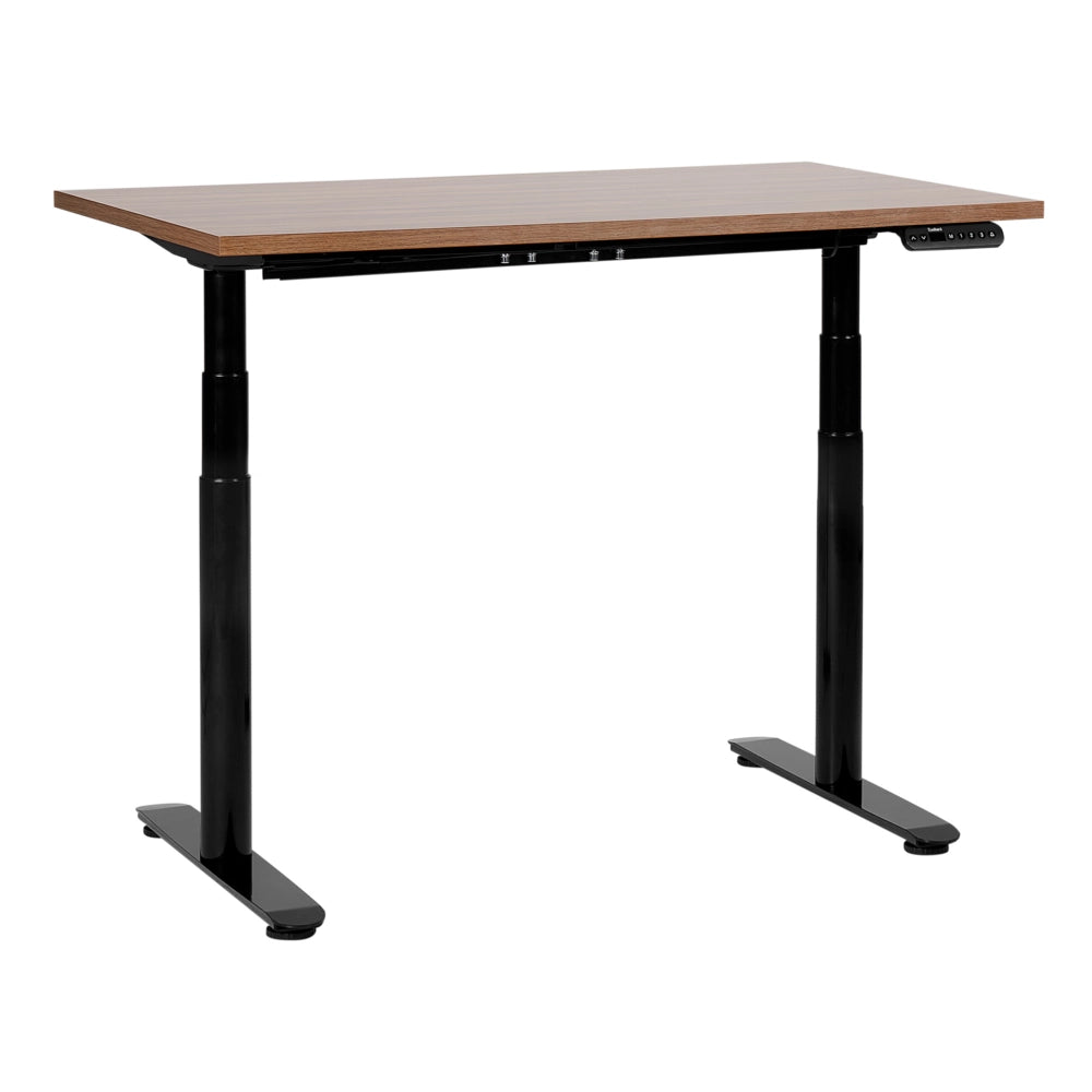 Scrivania regolabile in altezza elettricamente legno scuro e nero 120 x 72 cm Struttura in acciaio verniciato