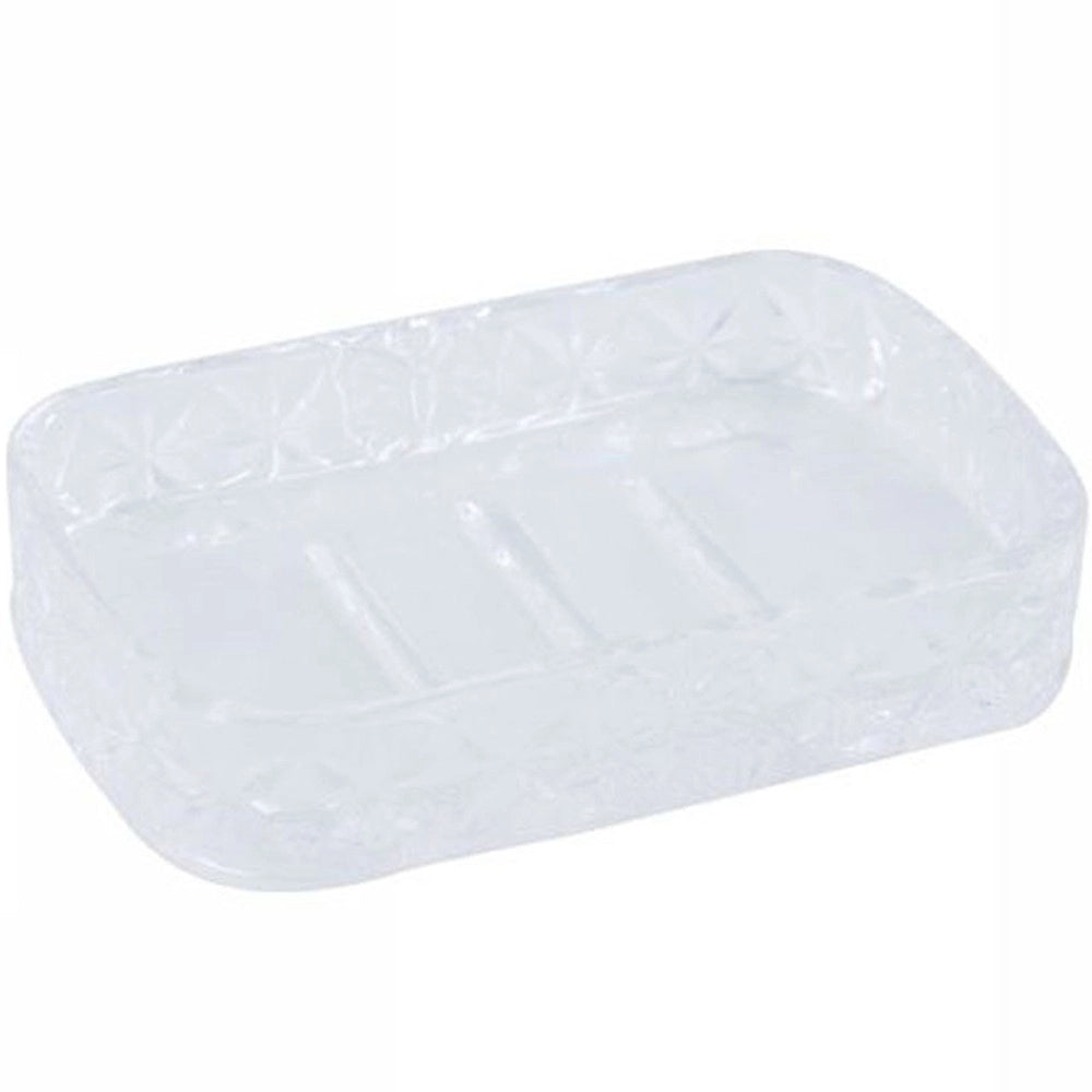 Trade Shop - Porta Sapone In Vetro Rettangolare Da Appoggio Bagno Vasca Doccia 8.5x13x2.5 Cm -