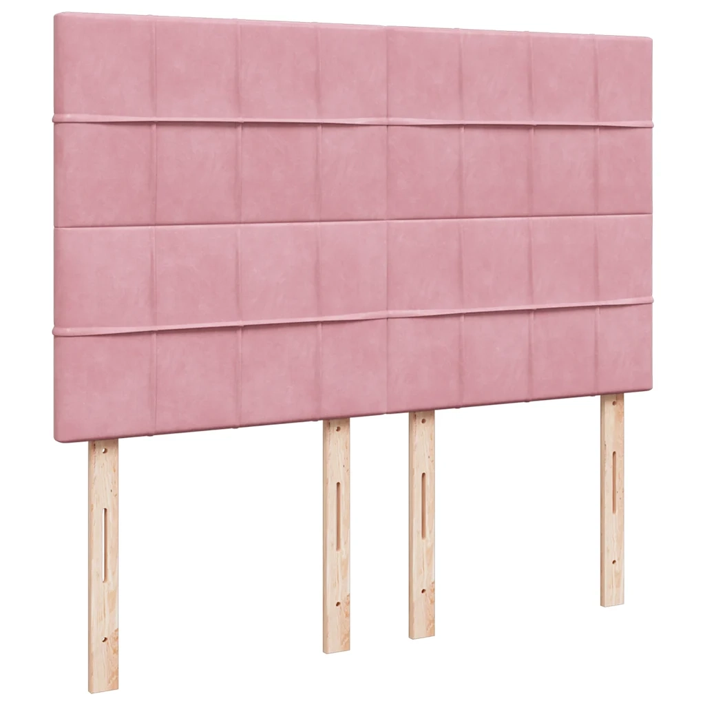 Giroletto a Molle con Materasso Rosa 140x200 cm in Velluto 3292363