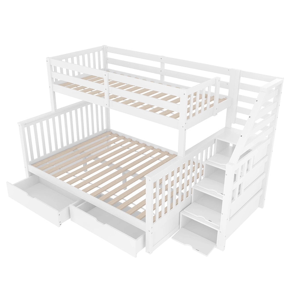 Letto a castello-Xylo-90x200+140x200cm, cassetti, multifunzionale