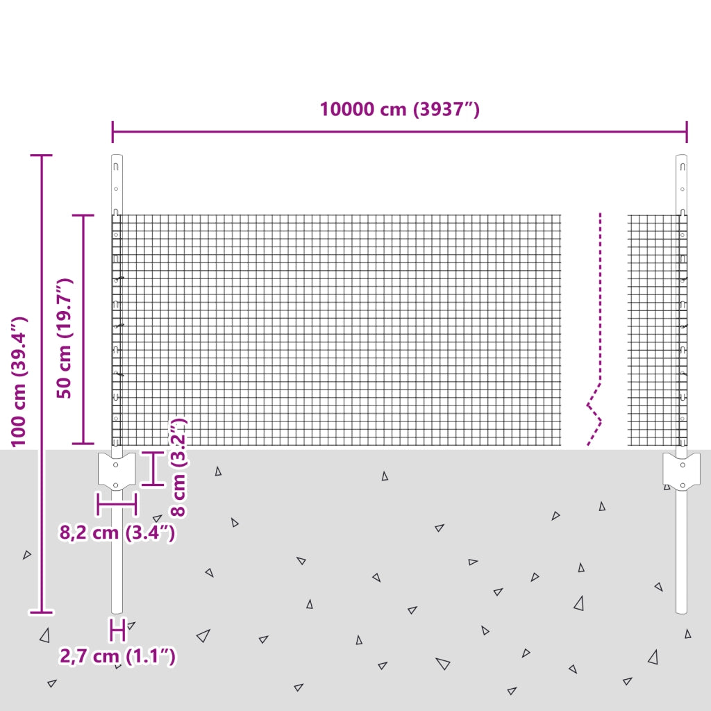 Recinto in Filo Saldato con 44 U Posts Verde 0.5x100 m Acciaio