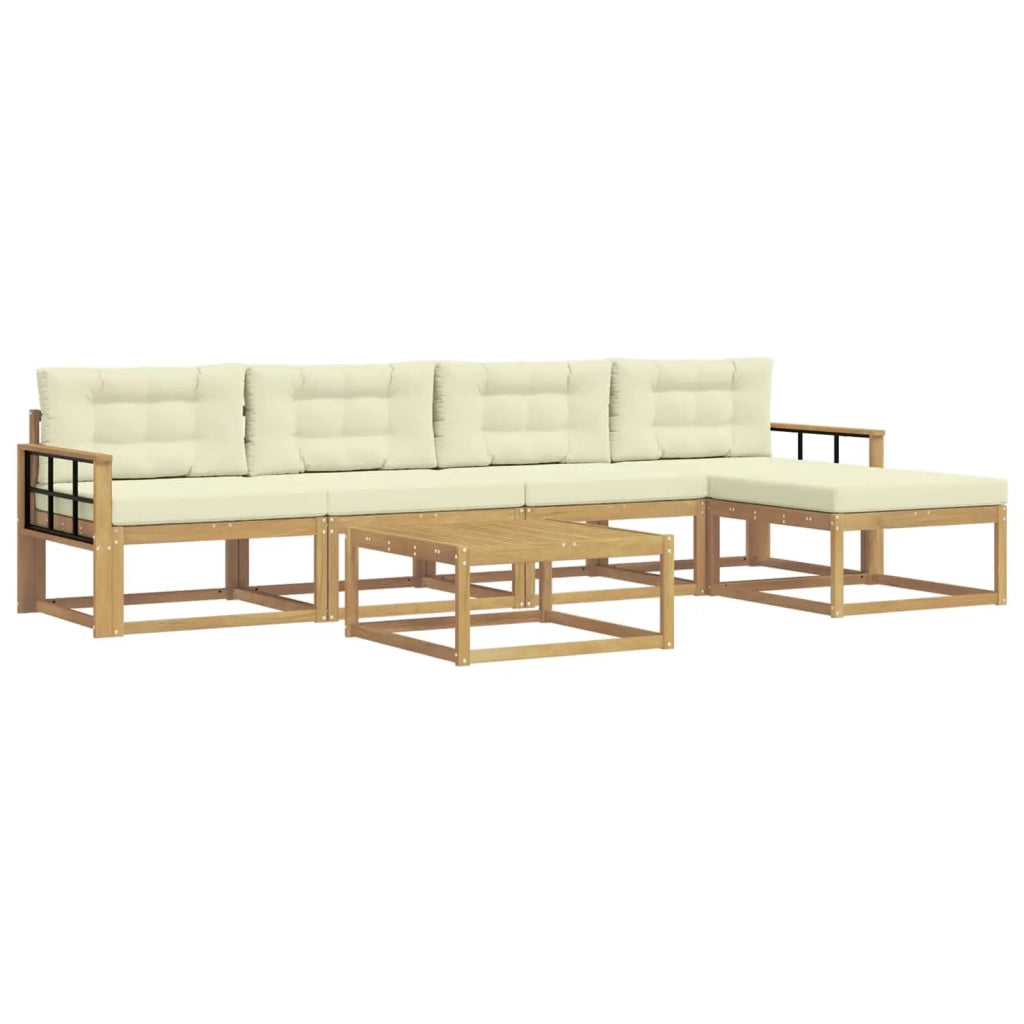 Set di divani da esterno 6 pcs Bianco e Crema 79 x 79 x 37 cm