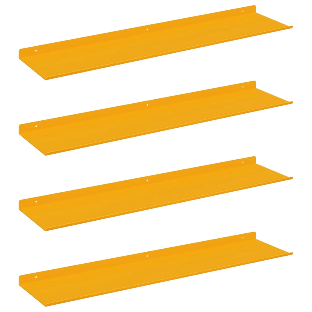 Mensola sospesa 4 pcs Giallo senape 80 x 18 x 2,5 cm Acciaio 8004039