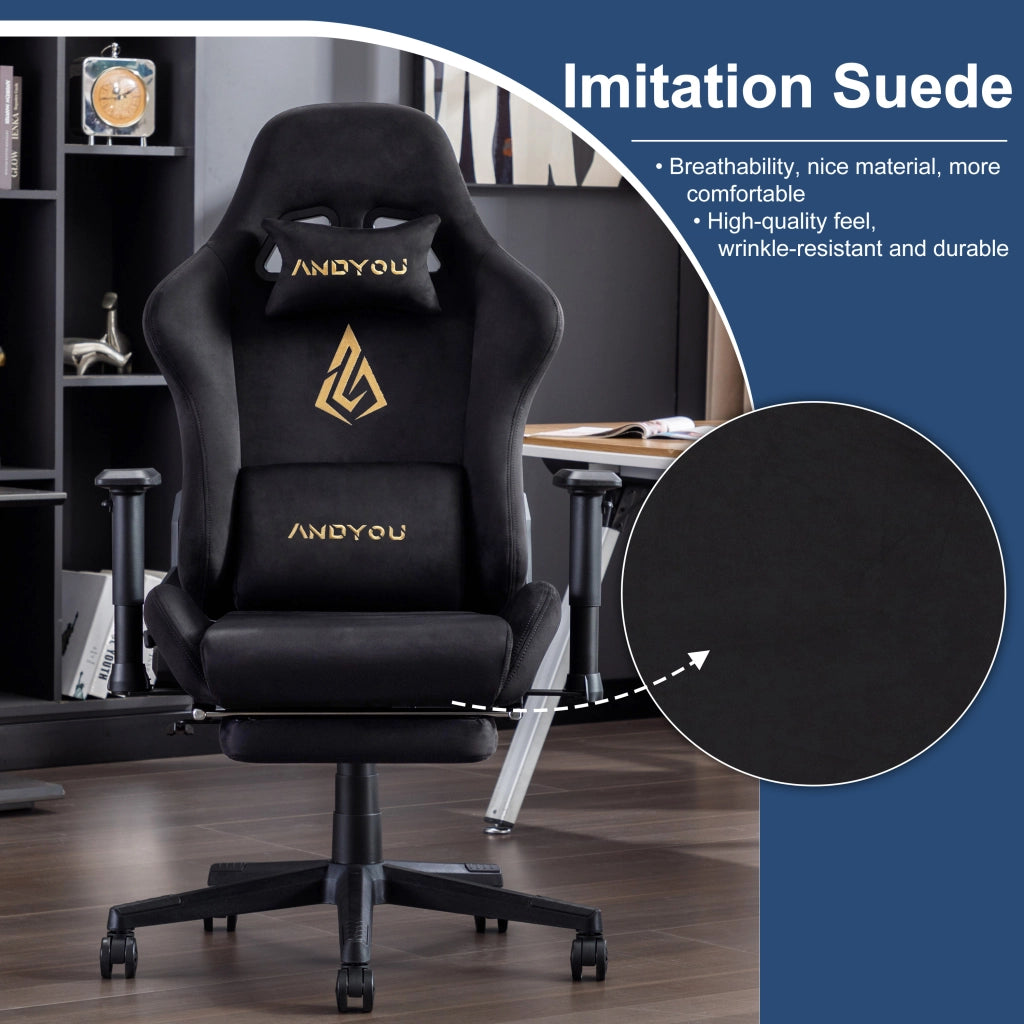 Sedia da gaming reclinabile con poggiapiedi ¨C zephmum ¨C nero