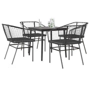 Set da Pranzo da Giardino con Cuscini 5 pz Polyrattan Vetro