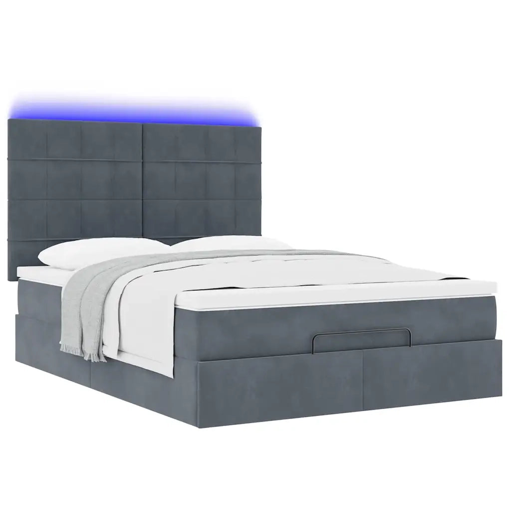 Struttura Letto Pouf con Materassi 140x200 cm in Velluto 3314325