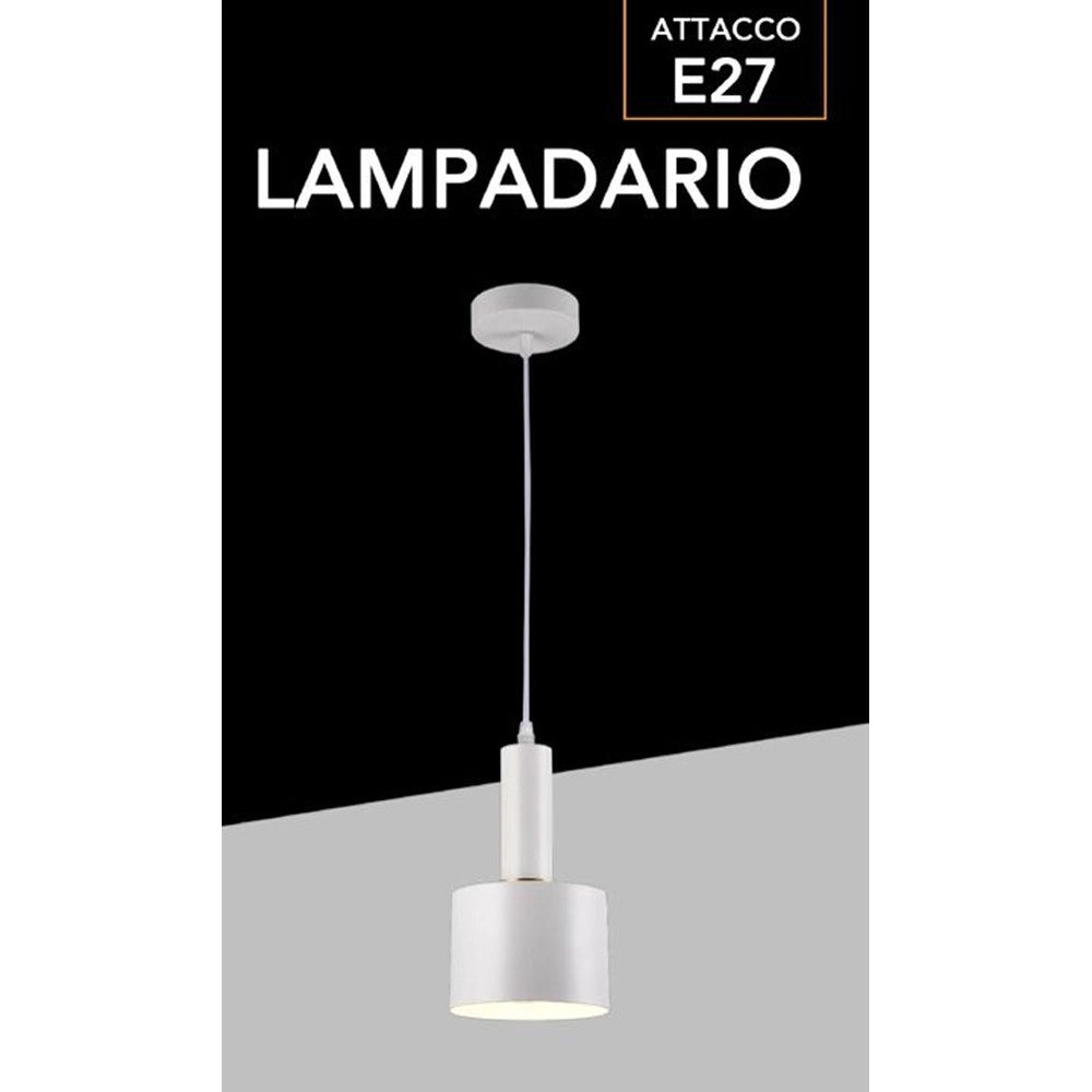 Trade Shop - Lampadario A Sospensione Soffitto E27 Lampada Pendente Minimal Per Cucina Isola Snack A22 - Bianco