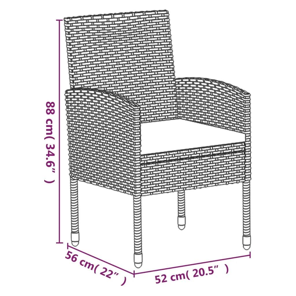 Set da Pranzo da Giardino 5 pz Nero con Cuscini in Polyrattan 3156778