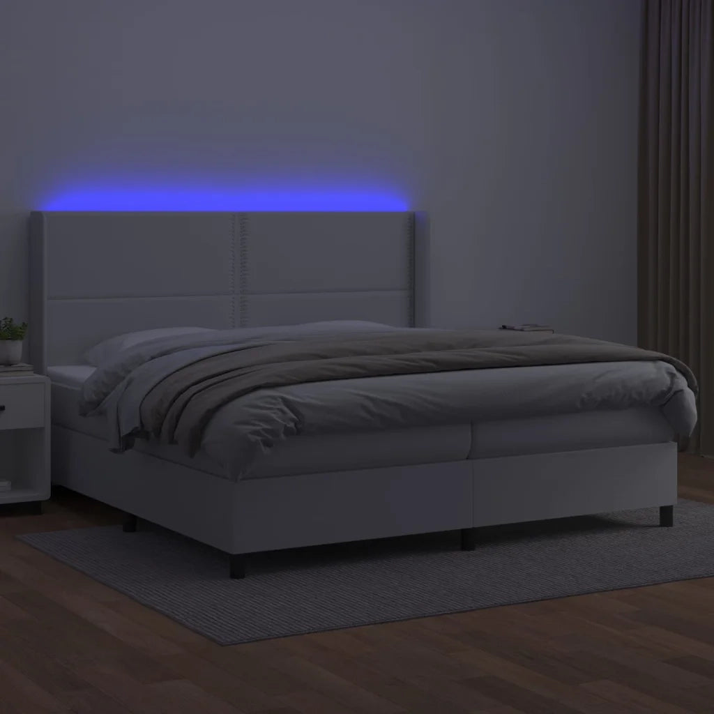Giroletto Molle con Materasso e LED Bianco 200x200cm Similpelle cod mxl 63756