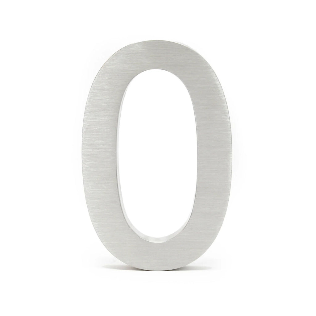 Numero civico "0" in acciaio sottile 20 cm Arial 3D con accessori di montaggio 16_0001424