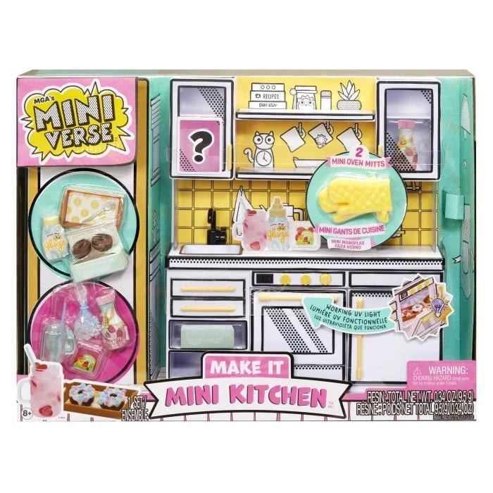 Miniverse di MGA - Make It Mini Kitchen - Cucina e 3 ricette incluse - Forno con lampada UV, frigorifero e piano di lavoro