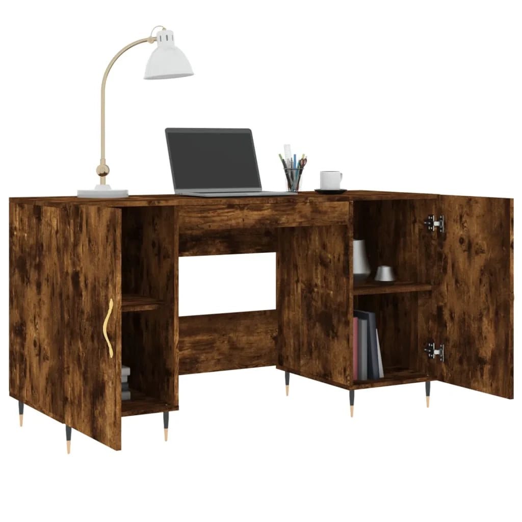 Scrivania da ufficio postazione di lavoro mobile per computer studio rovere affumicato 140 x 50 x 75 cm legno ingegnerizzato marrone 02_0023579