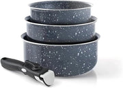 Set di Induzione a 4 Parti - Pannini in Alluminio - Grigio Marmo - Aluminium