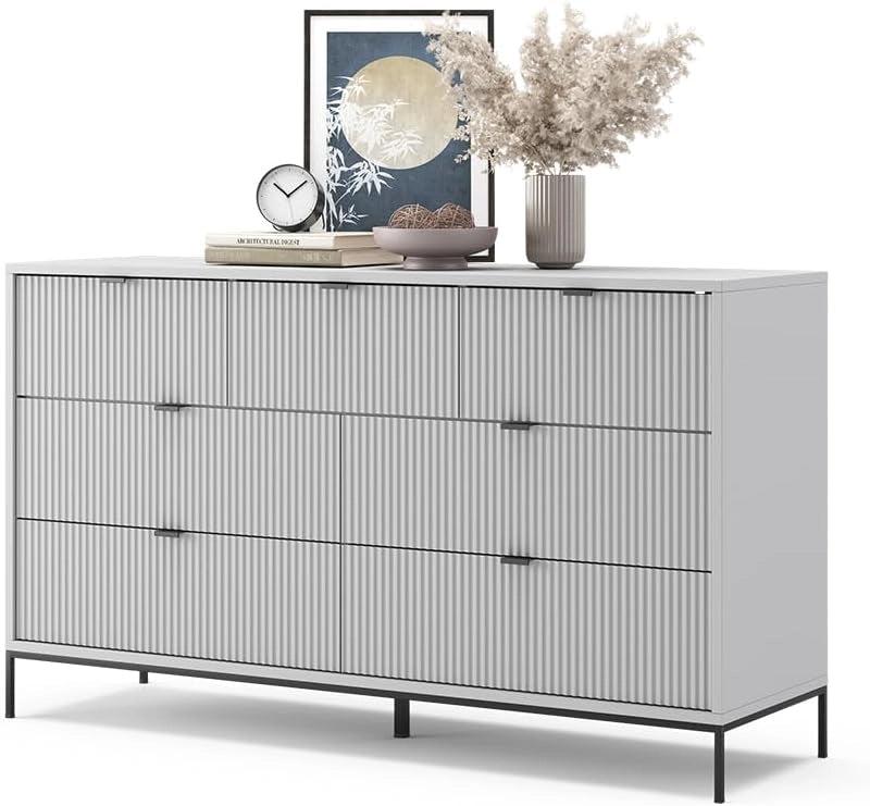Cassettiera per camera da letto Eliza, Grigio, 42 x 81 cm, per la conservazione di abbigliamento e oggetti per la casa