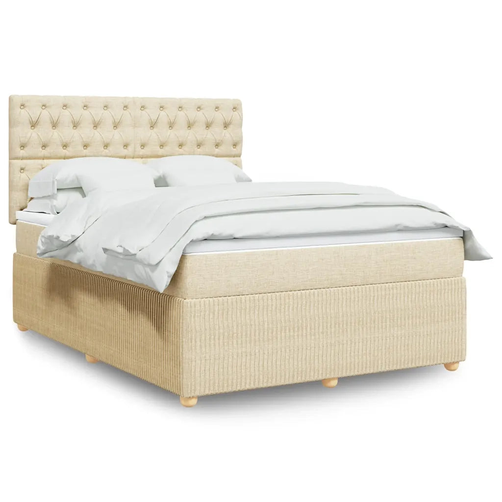 vidaXL Giroletto a Molle con Materasso Crema 160x200 cm in Tessuto