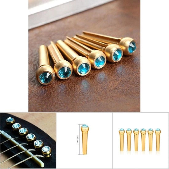 Set di Pin di Sostegno in Acciaio per Chitarra Acustica Folk - Blu Cielo