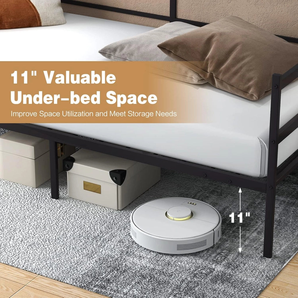 Giantex Struttura per divano letto doppio in metallo, con supporto resistente a 16 doghe e spazio di archiviazione di 28 cm, divano letto salvaspazio per soggiorno, camera degli ospiti, facile