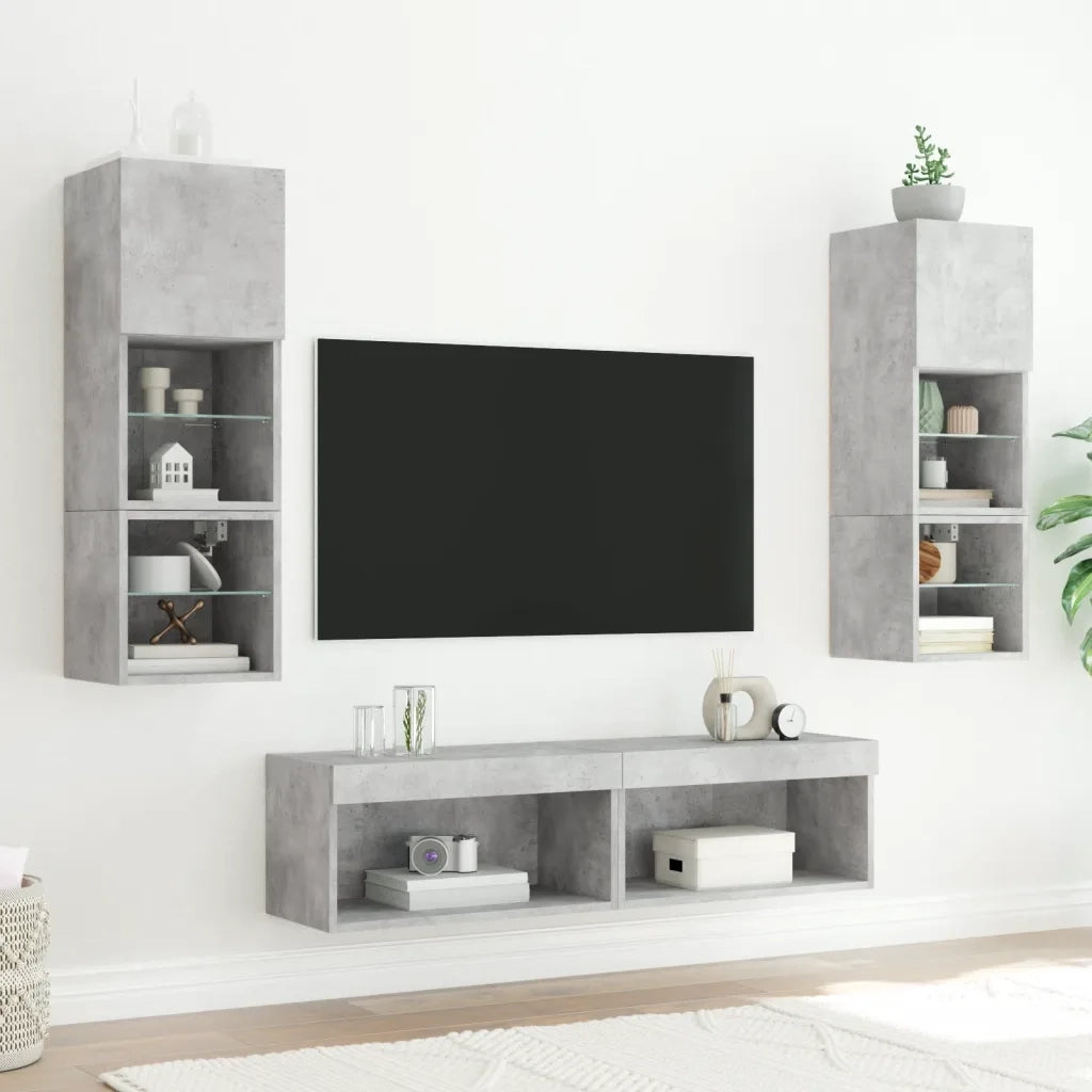Mobile Porta TV con Luci LED Grigio Cemento 60x30x30 cm 837133