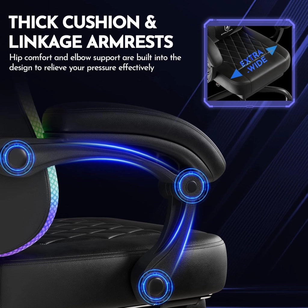 Sedia da gioco, sedia da ufficio, sedia da gioco con barra luminosa a LED, sedia da giocatore, schienale con custodia, sedia ergonomica in PC con telecomando