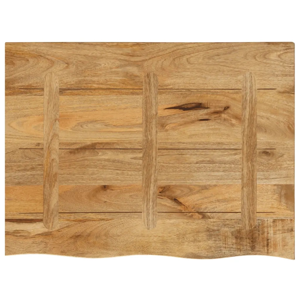 Piano Tavolo 90x60x3,8 cm Bordi Vivi Legno di Mango Grezzo 370405