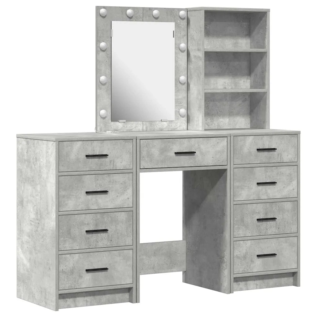 Tavolo da Trucco con cassetto 3 pcs Grigio Legno multistrato 3334221