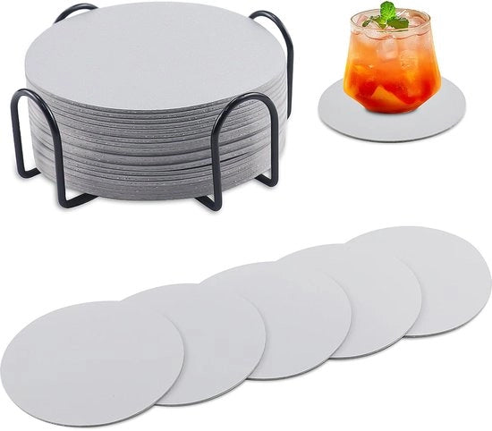 Set di 20 sottopiani vetrati isolanti, sottopiani vetrati, sottopiani vetrati isolanti, sottopiani vetrati, sottopiani per tazze, con supporto, per tutti i tipi di tazze (grigio-beige)