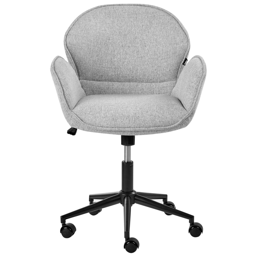 Sedia da ufficio in tessuto poliestere grigio con struttura in metallo nero imbottita funzione girevole regolabile arredamento per ufficio