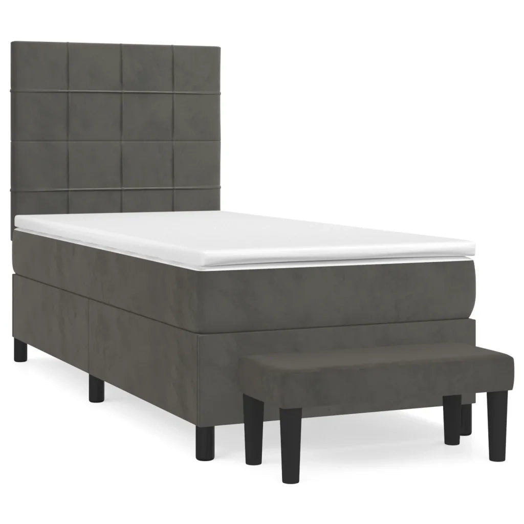 Giroletto a Molle con Materasso Grigio Scuro 90x190 cm Vellutocod mxl 75269