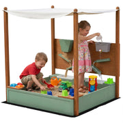 Sandbox per bambini con tettoia ¨C zephmum ¨C verde, legno di pino e plastica, 116x112.5x128 cm