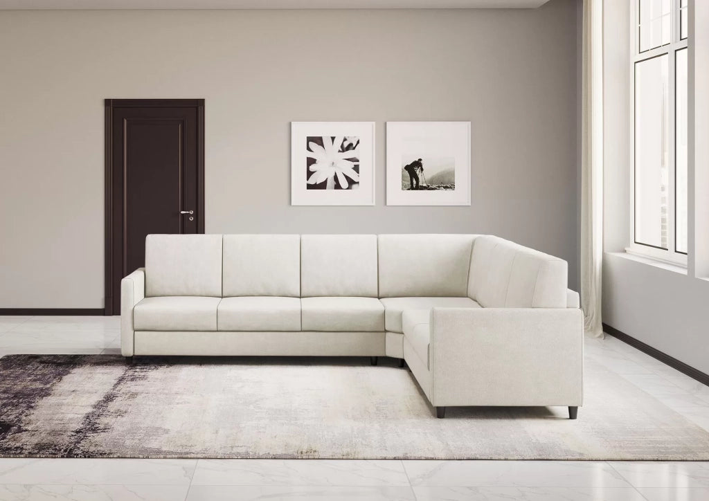 Divano karay 3 posti (tre sedute da 60cm)+ angolo + divano 2 posti medio (due sedute da 70cm) misure esterne l.281x241 | latte - Mobili 2G