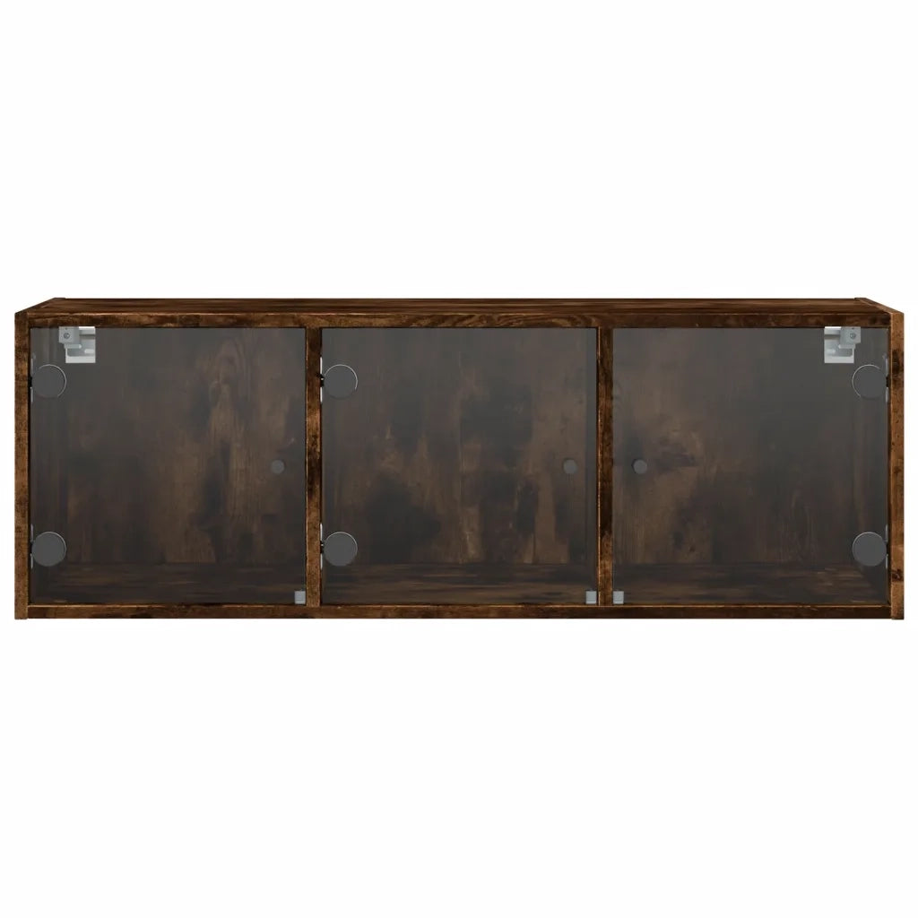 Armadietto a Muro | Mobile a Muro con Ante in Vetro Rovere Fumo 102x37x35 cm