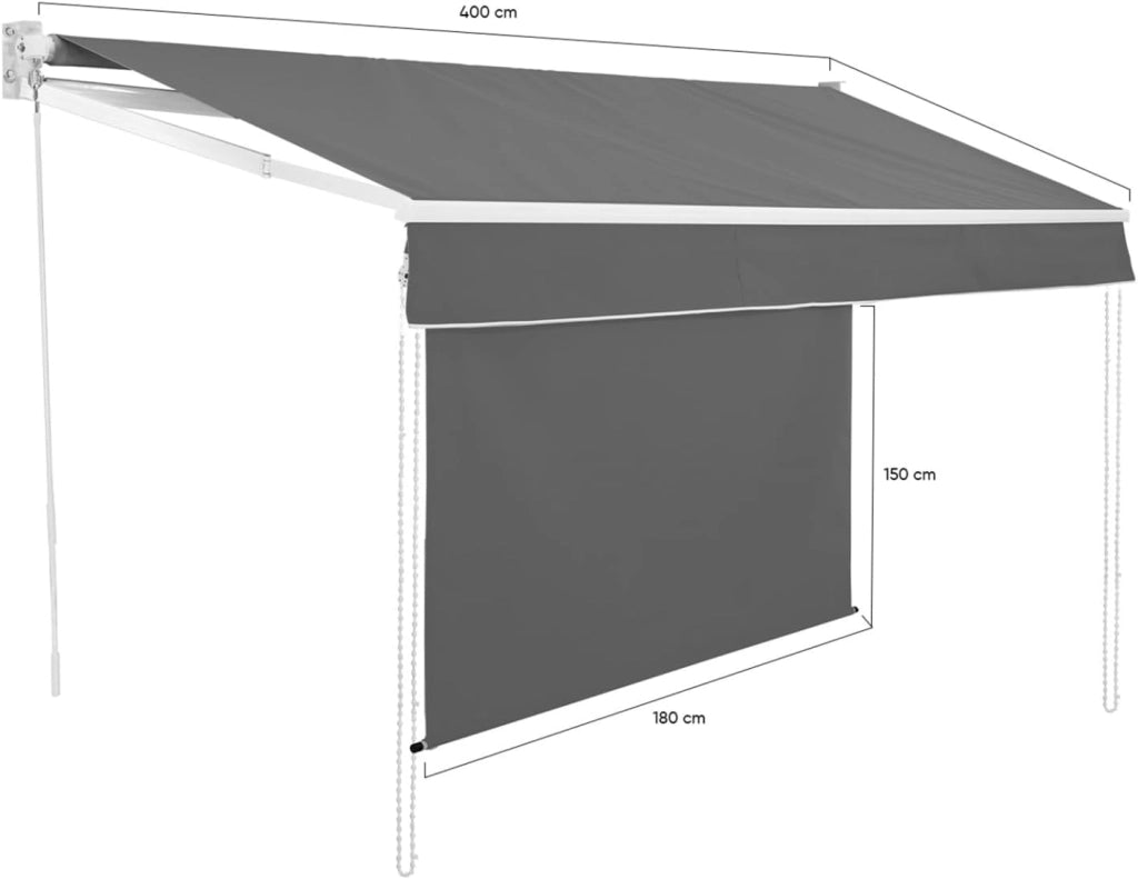 Toldo manual 3,95x3 M gris antracita con faldón H.1,40 M