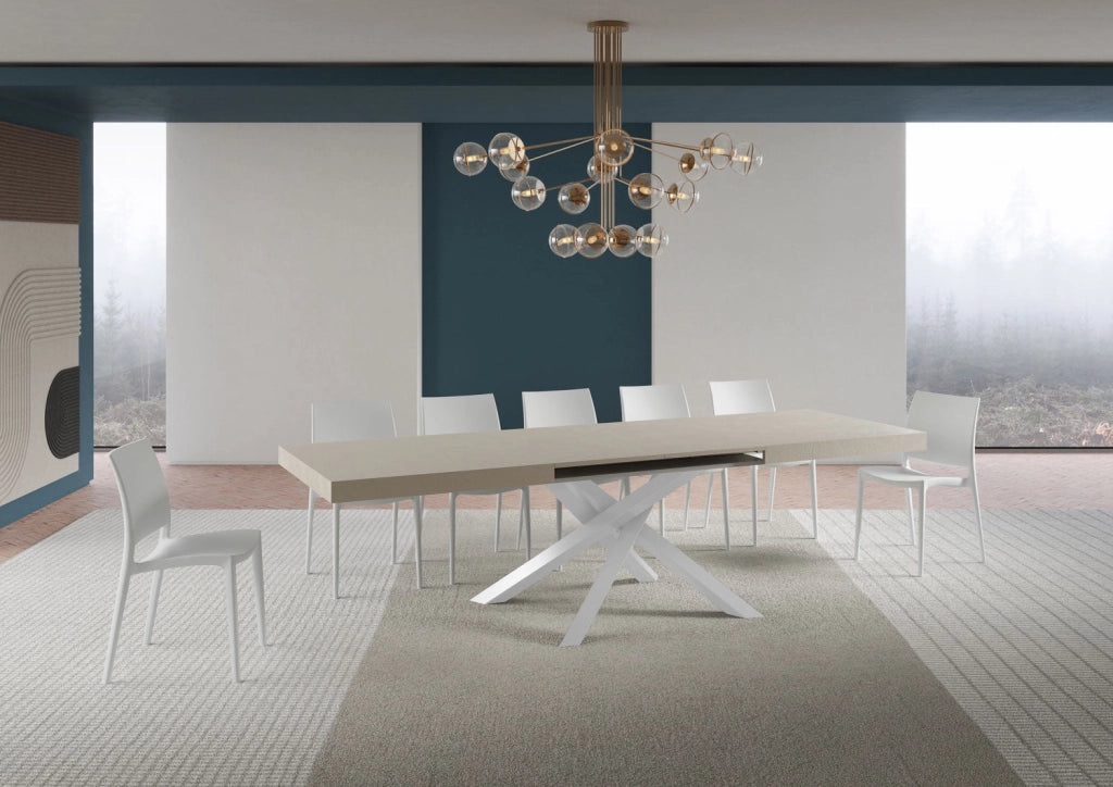 Tavolo Allungabile 180-440x90x77 cm Volantis Cashmere Telaio Bianco