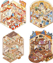 Set di 4 Stickers DIY per Creare un Paesaggio 3D di Capybara della Serie Mondiale