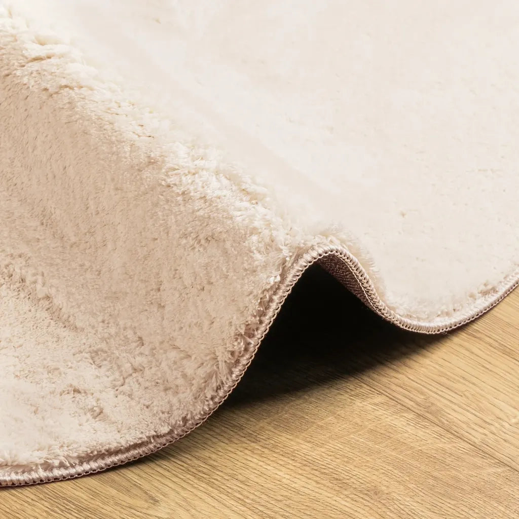 Tappeto a Pelo Corto HUARTE Morbido e Lavabile Beige Ø 200 cm 375031
