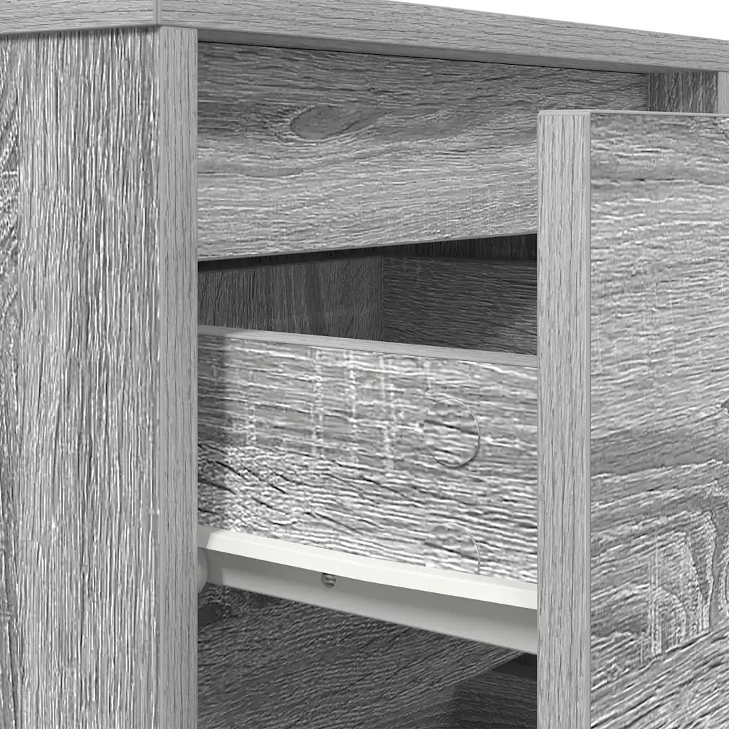 Comodino con Luci LED Grigio Sonoma 38x34x65 cm