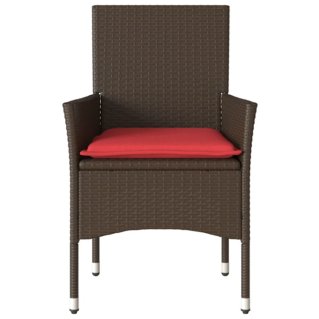 Sedie da Giardino con Cuscini 2 pz Marroni in Polyrattan 368116