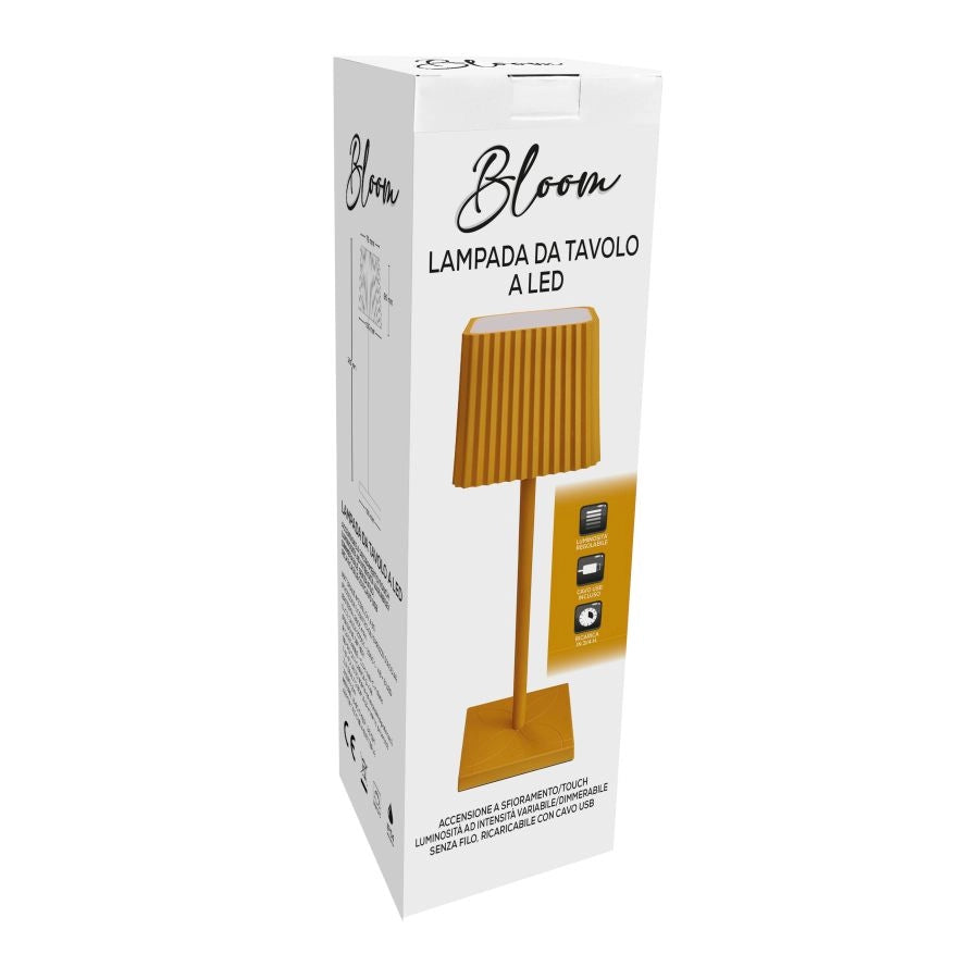 LAMPADA DA TAVOLO A LED SENAPE SENZA FILO DIMMER LUCE CALDA TOUCH RICARICA USB