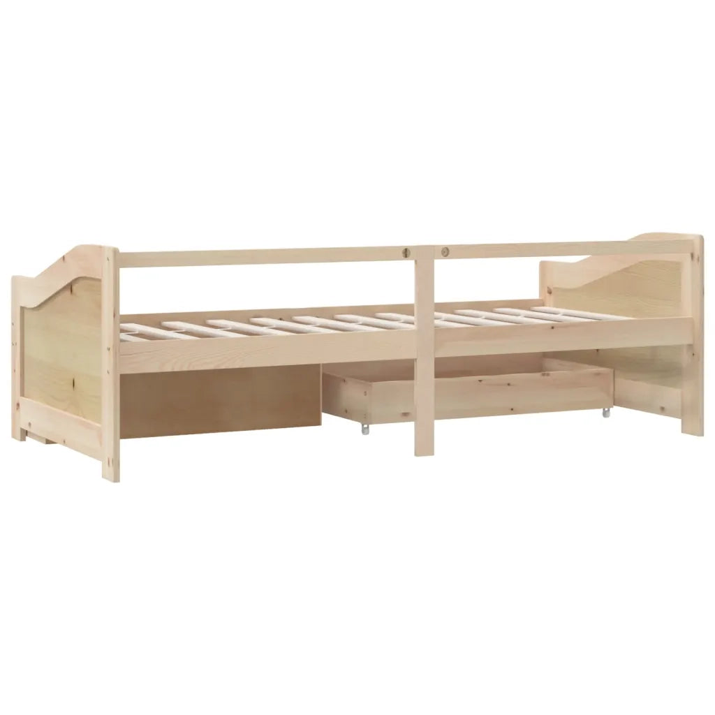 Divano Letto 3 Posti con Cassetti in Pino Massello 90x200cm 322169