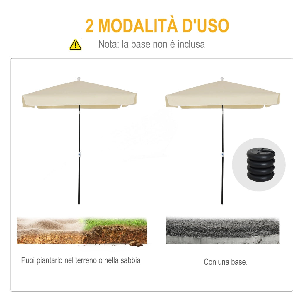 EasyComfort Ombrellone 2x2 m per Esterni con Tettuccio Quadrato, Struttura Regolabile e Portatile, Crema