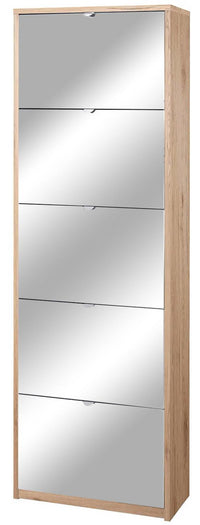 Scarpiera 5 Ante con Specchio 63x190x29 cm Rovere Naturale